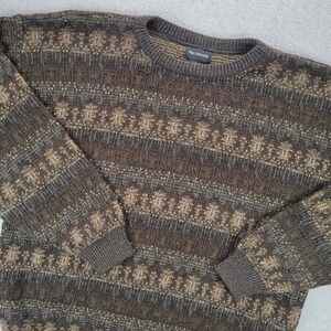 VTG Marc Edwards Sweater Mens L Acrylic Crew Neck 90s Y2K Cosby Biggie